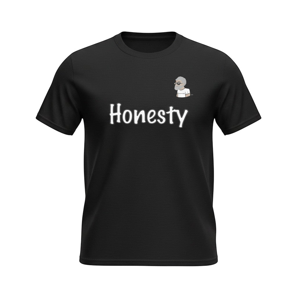 Big Daddy Allen Productions black 100% cotton kids t-shirt with "Honesty" graphic and BDA logo.