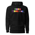 Big Daddy Allen Productions black pullover hoodie featuring a colorful periodic table graphic spelling Black Brilliance