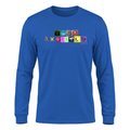 Big Daddy Allen Productions blue long sleeve shirt with Black Excellence periodic table graphic print