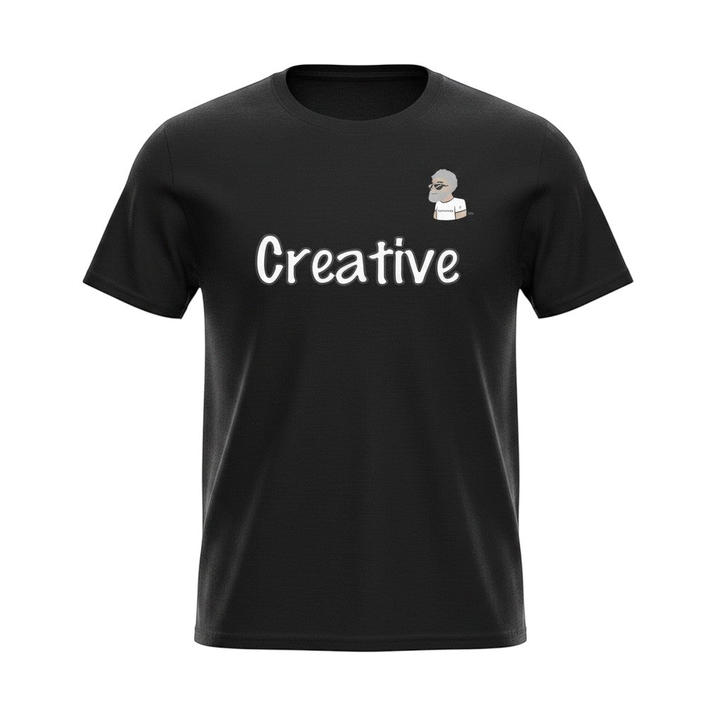 Big Daddy Allen Productions black graphic t-shirt with "Creative" text and BDA logo.