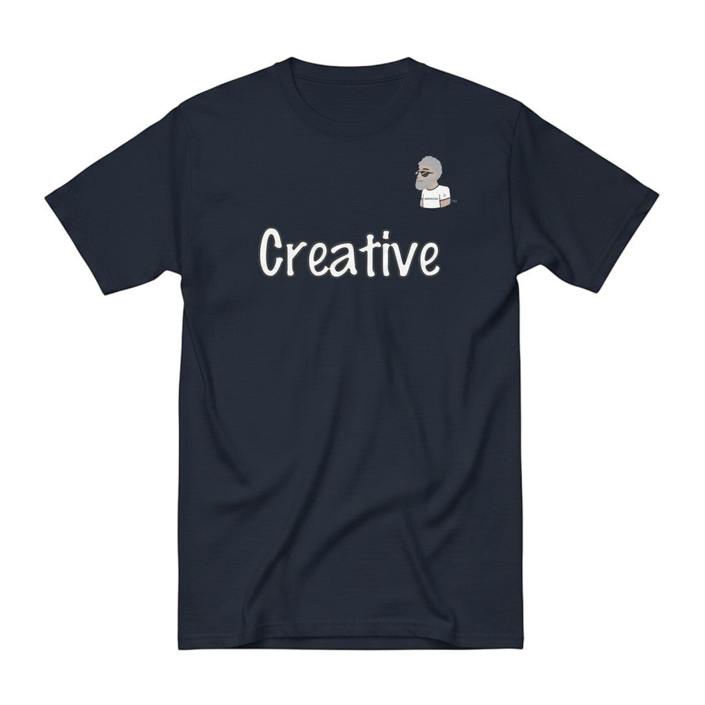 Big Daddy Allen Productions navy cotton t-shirt with white script "Creative" text and BDA logo graphic.