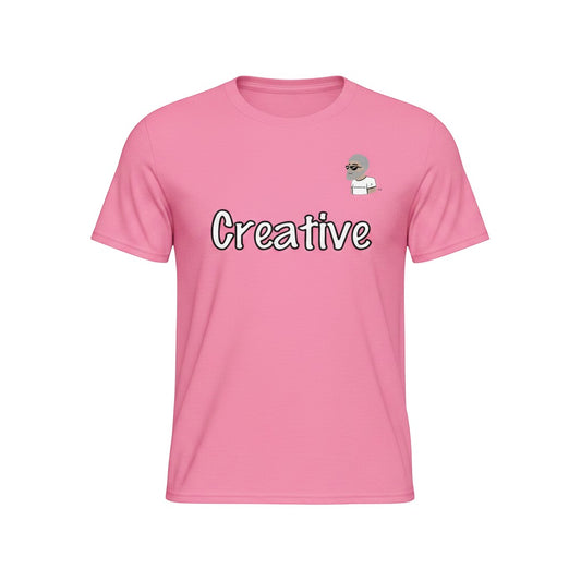 Big Daddy Allen Productions pink graphic t-shirt with "Creative" text and BDA logo.
