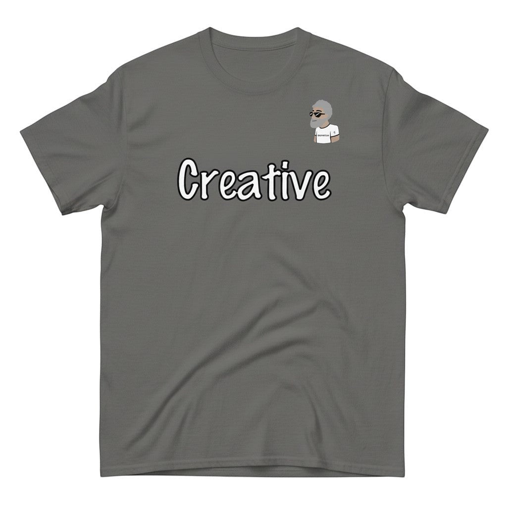 Big Daddy Allen Productions grey cotton t-shirt with white "Creative" text and BDA logo graphic.