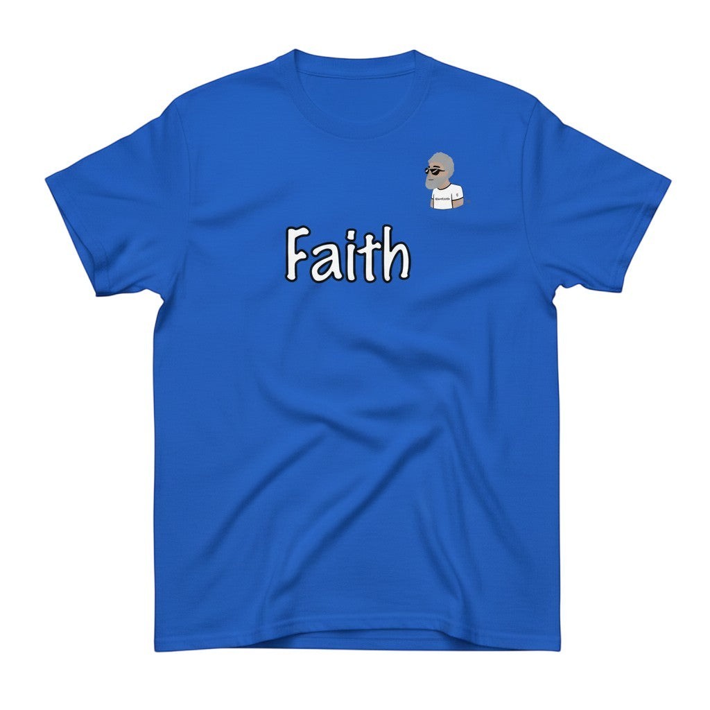 Big Daddy Allen Productions blue cotton t-shirt with "Faith" graphic and BDA logo.