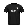 Big Daddy Allen Productions black cotton t-shirt with "Faith" graphic and BDA logo.