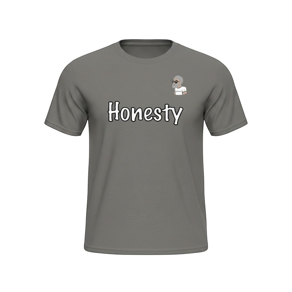 Big Daddy Allen Productions grey 100% cotton kids t-shirt with "Honesty" graphic and BDA logo.