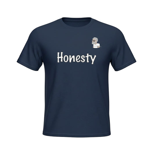 Big Daddy Allen Productions navy blue 100% cotton kids t-shirt with "Honesty" graphic and BDA  logo.