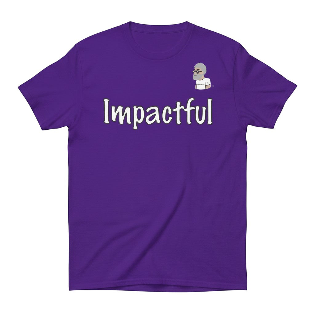 Big Daddy Allen Productions purple cotton t-shirt with "Impactful" text and BDA logo graphic.