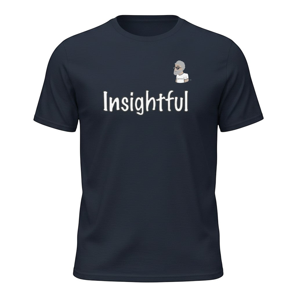 Big Daddy Allen Productions navy blue cotton t-shirt with white "Insightful" text and the BDA logo.