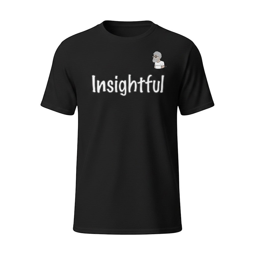Big Daddy Allen Productions black cotton t-shirt with the word Insightful and BDA logo.