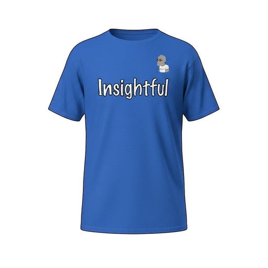 Big Daddy Allen Productions royal blue cotton t-shirt with the word Insightful and BDA logo.
