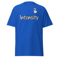 Big Daddy Allen Productions royal blue cotton t-shirt with "Intensity" graphic and BDA logo on chest.