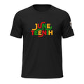 Big Daddy Allen Productions black cotton Juneteenth graphic t-shirt with red, yellow, and green text.