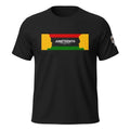 Big Daddy Allen Productions black Juneteenth graphic t-shirt with silhouette of two profiles facing each other over the Juneteenth flag colors.