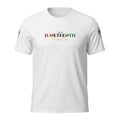 Big Daddy Allen Productions white cotton t-shirt with "June 19 Juneteenth Freedom Day" graphic in red, black, green, and gold.
