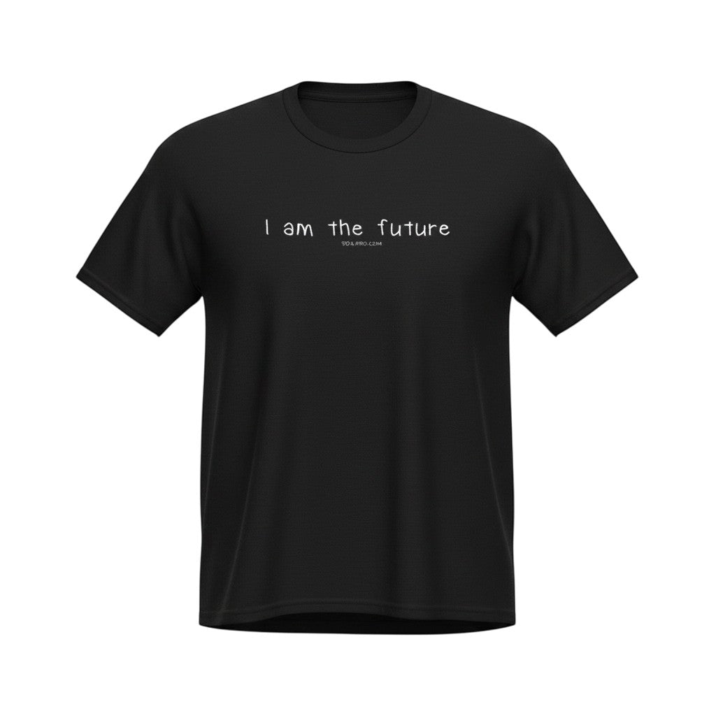 Big Daddy Allen Productions black 100% cotton kids graphic t-shirt with "I am the future" text.