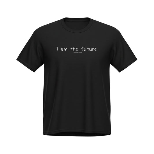 Big Daddy Allen Productions black 100% cotton kids graphic t-shirt with "I am the future" text.