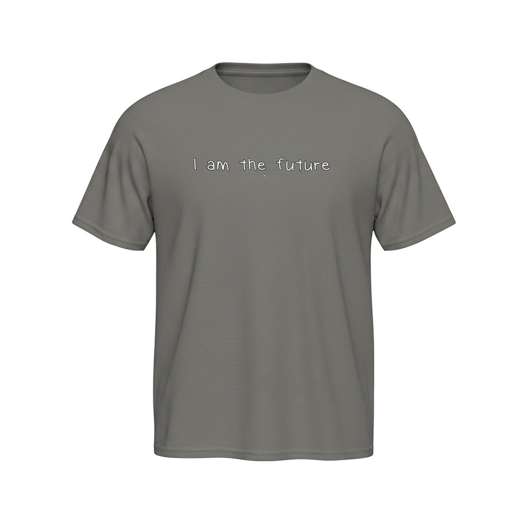Big Daddy Allen Productions grey 100% cotton kids graphic t-shirt with "I am the future" text.