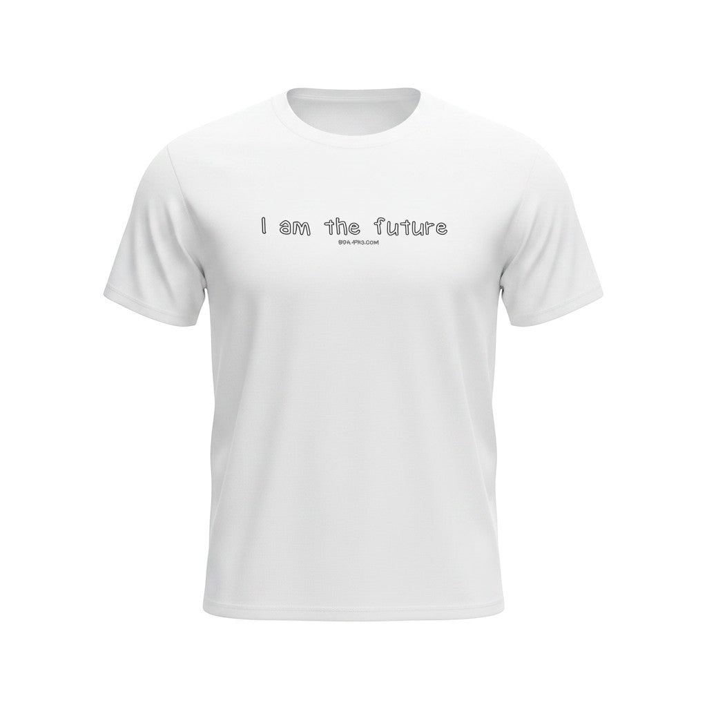 Big Daddy Allen Productions white 100% cotton kids t-shirt with "I am the future" graphic.