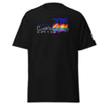 Big Daddy Allen Productions black cotton t-shirt with LGBTQIA Pride Month graphic and rainbow flag.