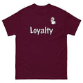 Big Daddy Allen Productions burgundy cotton t-shirt with "Loyalty" graphic and BDA logo on left chest.