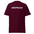 Big Daddy Allen Productions maroon Unbothered graphic t-shirt with white textured lettering and relaxed fit