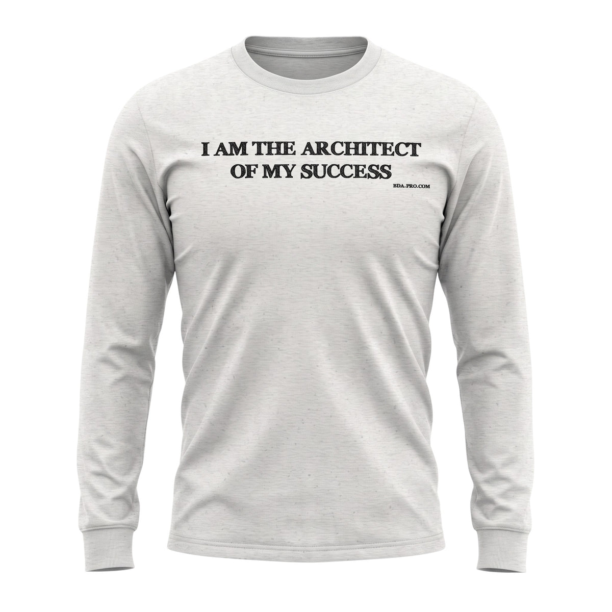 Big Daddy Allen Productions long sleeve t-shirt in heather grey with I Am The Architect Of My Success chest print.